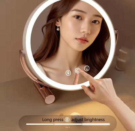round shape desktop led makeup mirror image 2