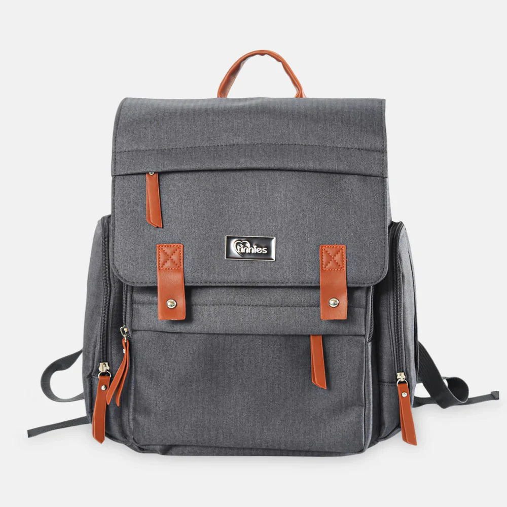 TINNIES DIAPER BAG – GREY, SPACIOUS & SMART DESIGN FOR MODERN MOMS T5009-B