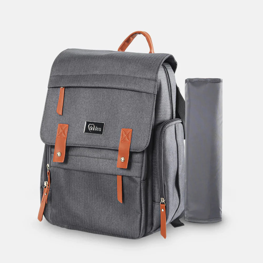 TINNIES DIAPER BAG – GREY, SPACIOUS & SMART DESIGN FOR MODERN MOMS T5009-B