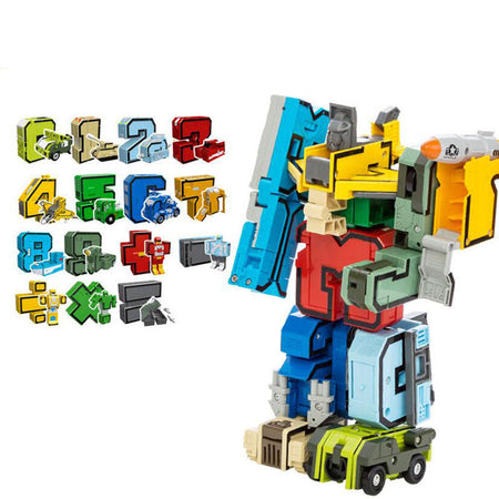 DIY Creative Education Blocks Assembling Action Figure Transformation Number Deformation Robot