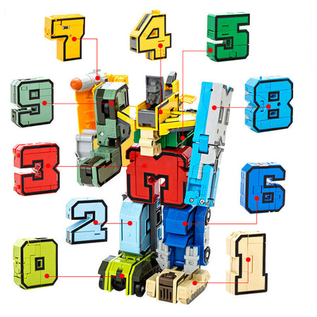 DIY Creative Education Blocks Assembling Action Figure Transformation Number Deformation Robot