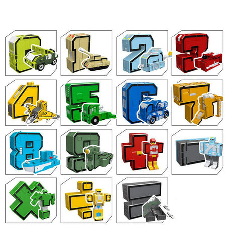 DIY Creative Education Blocks Assembling Action Figure Transformation Number Deformation Robot