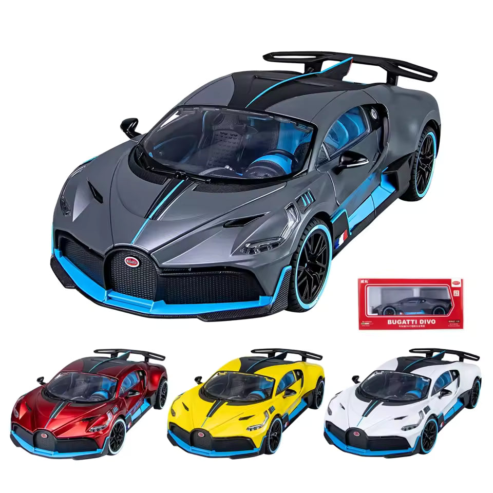 1:18 Diecast Bugatti Divo Supercar Alloy Car Model Sound and Light