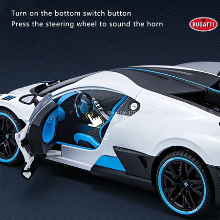 1:18 Diecast Bugatti Divo Supercar Alloy Car Model Sound and Light