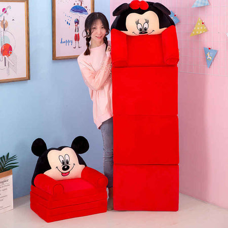 Disney 4-Layer Kids Foldable Sofa Micky Mouse Design (Black Red)