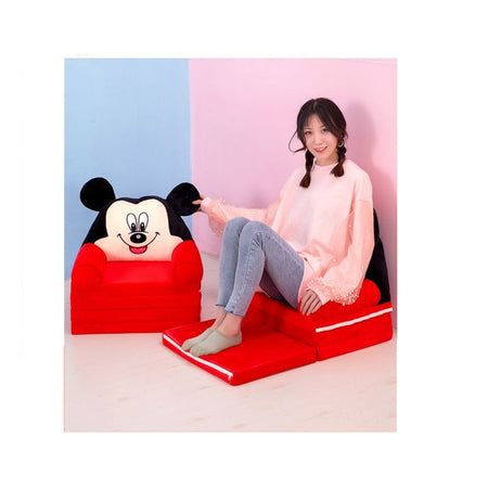Disney 4-Layer Kids Foldable Sofa Micky Mouse Design (Black Red)