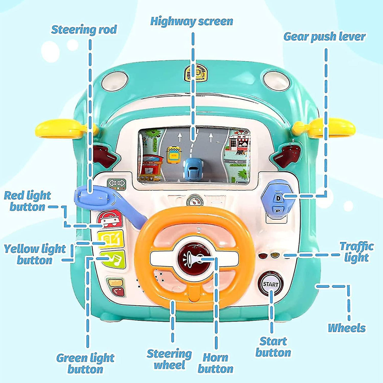 Driving Controller Steering Wheel With Light Music