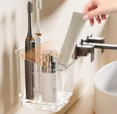 3 slots toothbrush holder with drain tray image 2