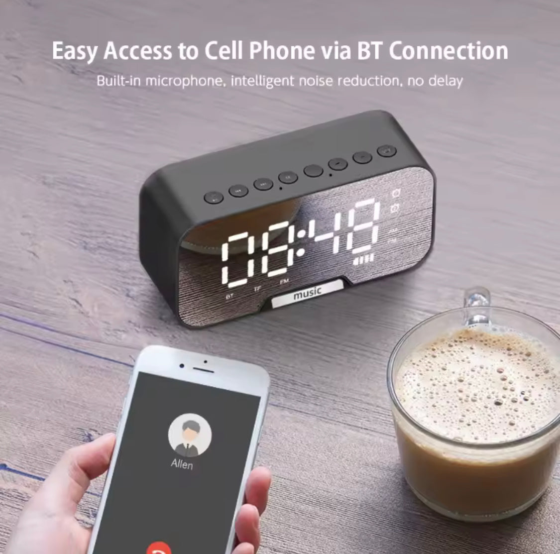 rechargeable alarm clock with speaker image 8