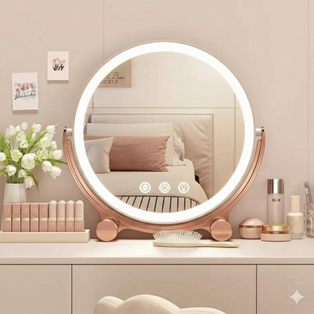 round shape desktop led makeup mirror main image