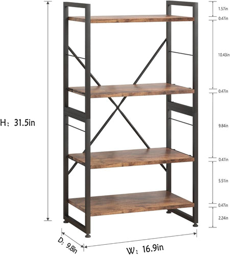 4-tier iron frame wooden bookshelf storage image 8