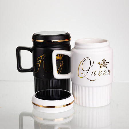 king queen mugs with mirror lid image 4