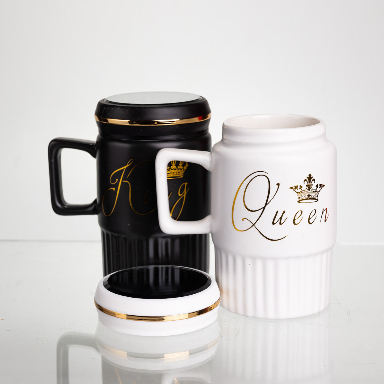 king queen mugs with mirror lid image 4