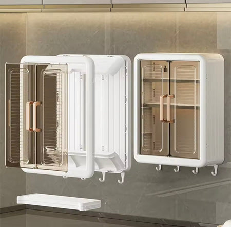multilayer bathroom storage cabinet with hooks image 6