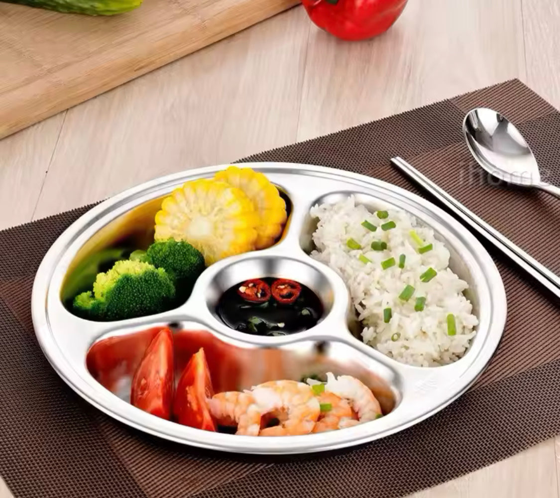 Stainless Steel Round Divided Dinner Plate - image 1