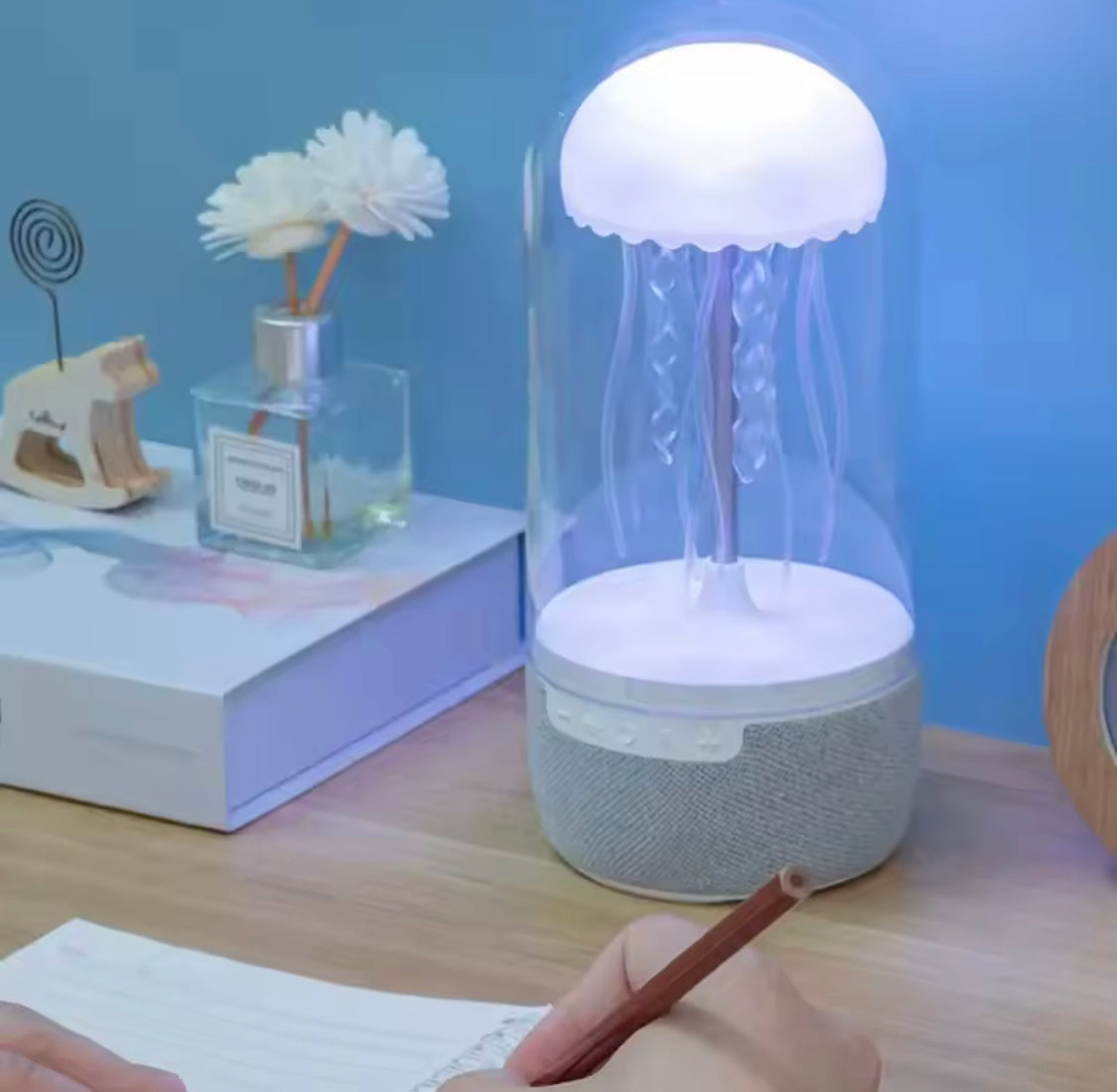 colorful jellyfish lamp with bluetooth speaker main image