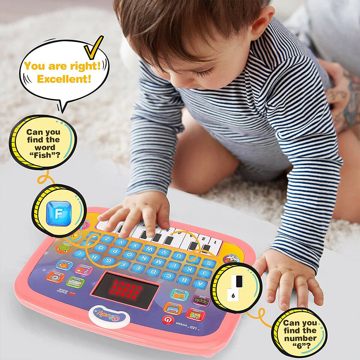 Educational Computer Learning Tablet With LED Screen