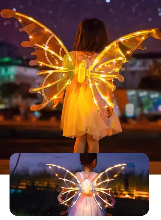 Electric Fairy Wings for Girls, Battery-Operated Moving Butterfly Wings with LED Lights