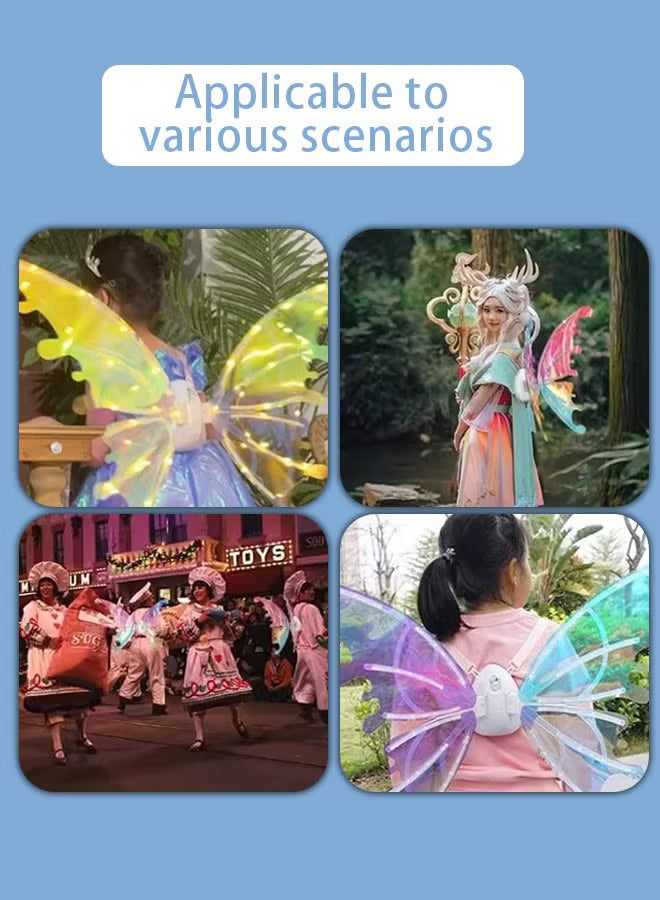 Electric Fairy Wings for Girls, Battery-Operated Moving Butterfly Wings with LED Lights