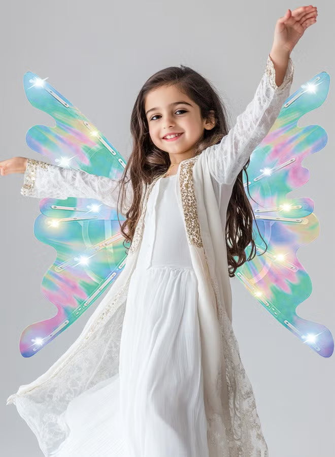 Electric Fairy Wings for Girls, Battery-Operated Moving Butterfly Wings with LED Lights