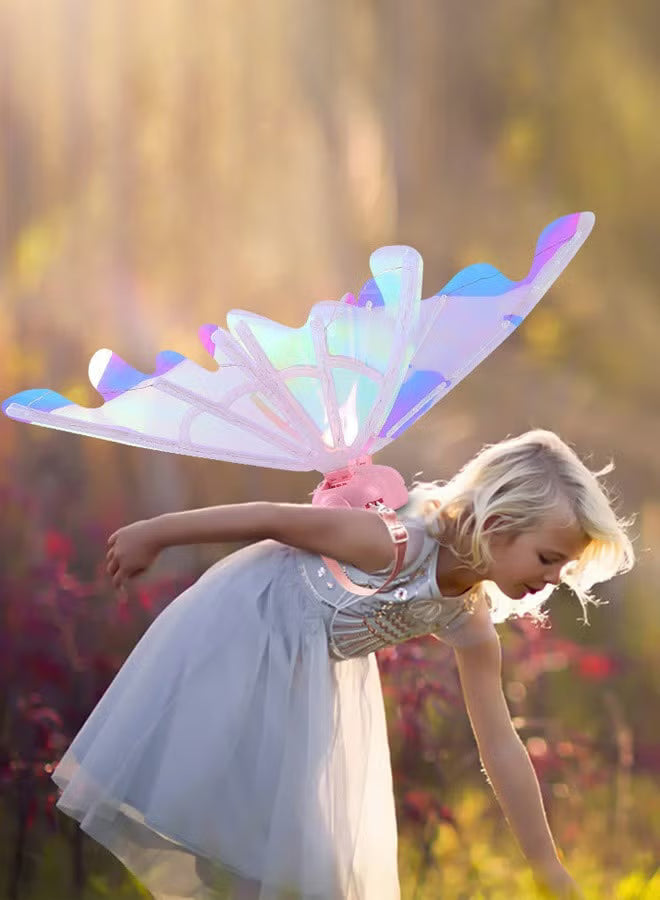 Electric Fairy Wings for Girls, Battery-Operated Moving Butterfly Wings with LED Lights