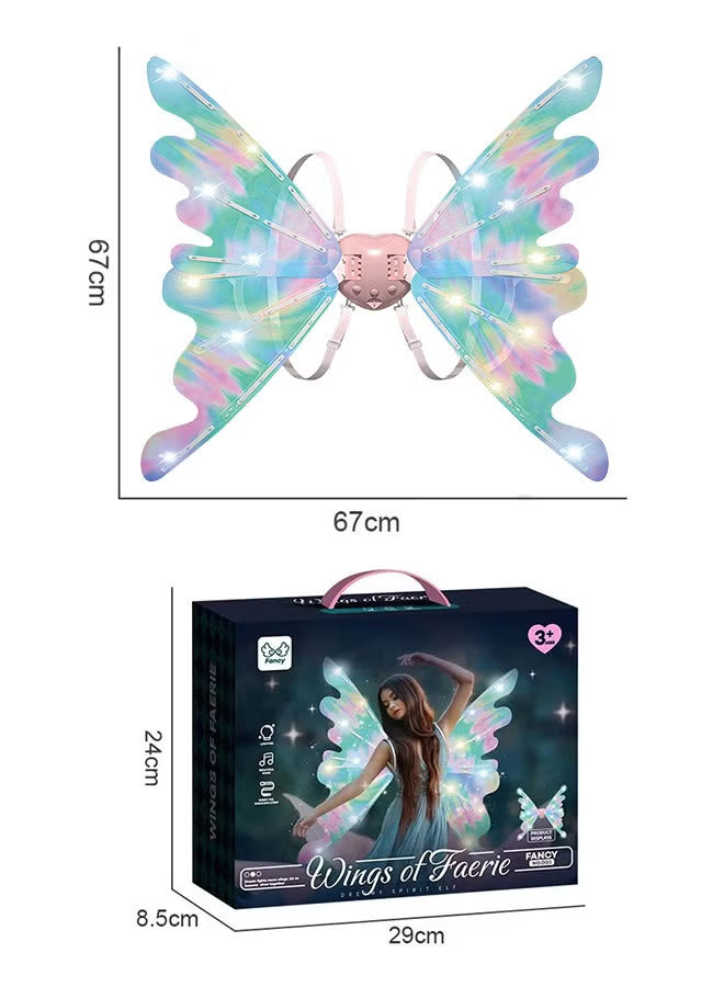 Electric Fairy Wings for Girls, Battery-Operated Moving Butterfly Wings with LED Lights