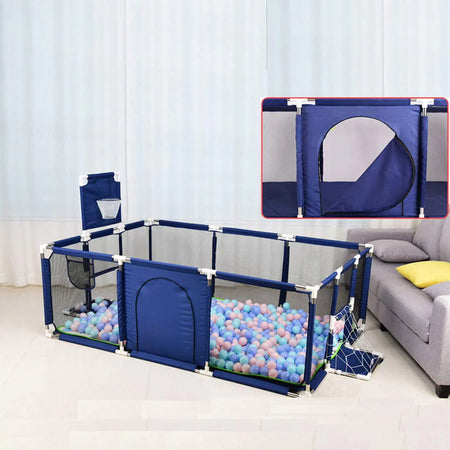 Extra Large Playpen | Play Yard for Babies | Football | Basketball | Blue