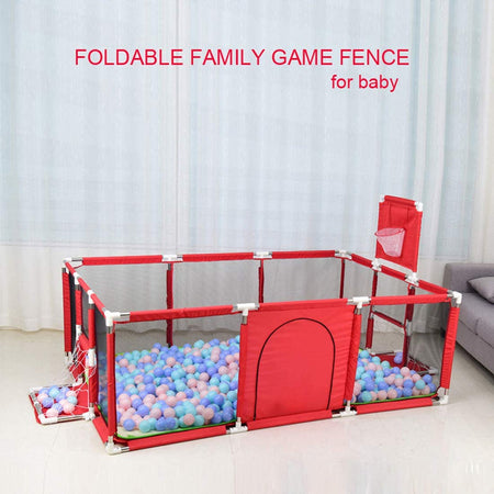Extra Large Playpen | Play Yard for Babies | Football | Basketball | Red