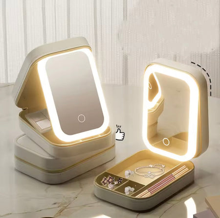 travel makeup case with led light mirror image 2