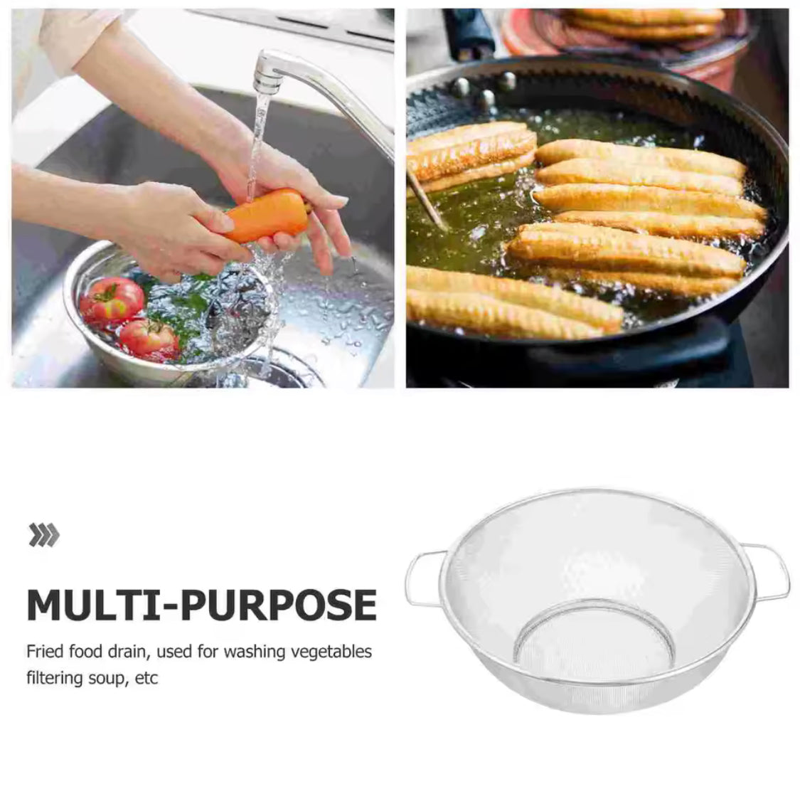 Round Strainer With Double Side Handles - image 2