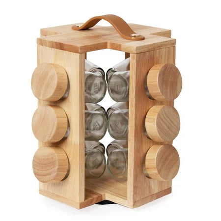 rotatable wooden spice jar with handle image 6