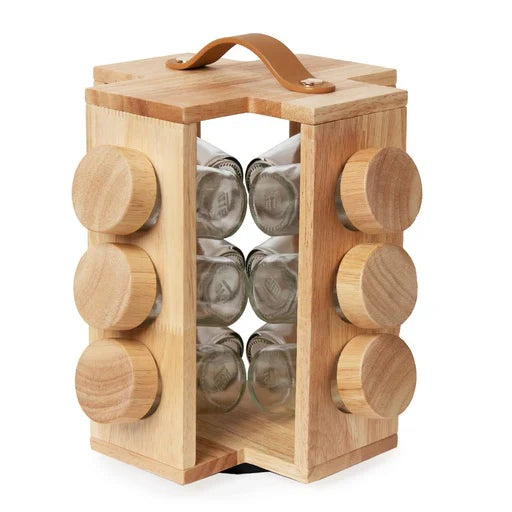 rotatable wooden spice jar with handle image 6
