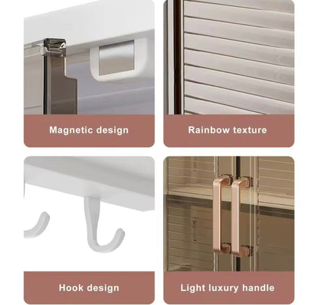 multilayer bathroom storage cabinet with hooks image 9