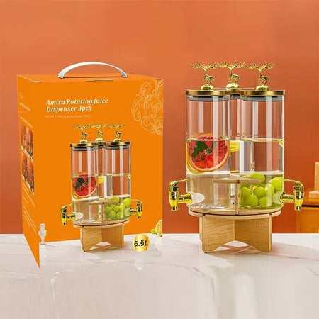 3 in 1 rotating glass beverage dispenser with deer lid image 2