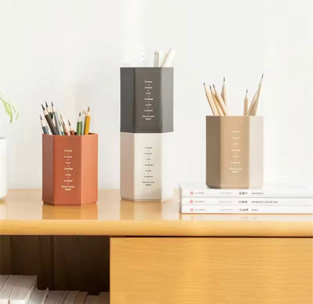 set of 3 hexagonal design pen holder image 3