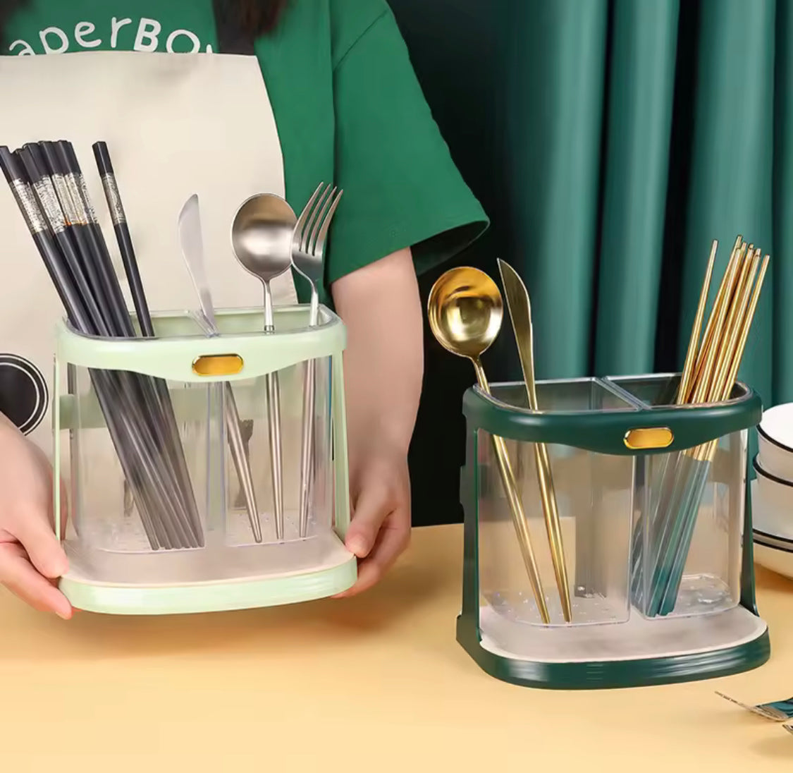 Wall Mounted Chopsticks Holder With Drain Tray - image 3