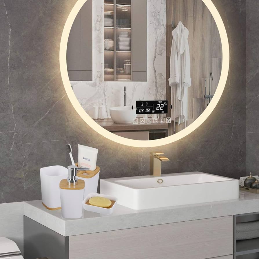 7 pieces bamboo bathroom accessories set image 5