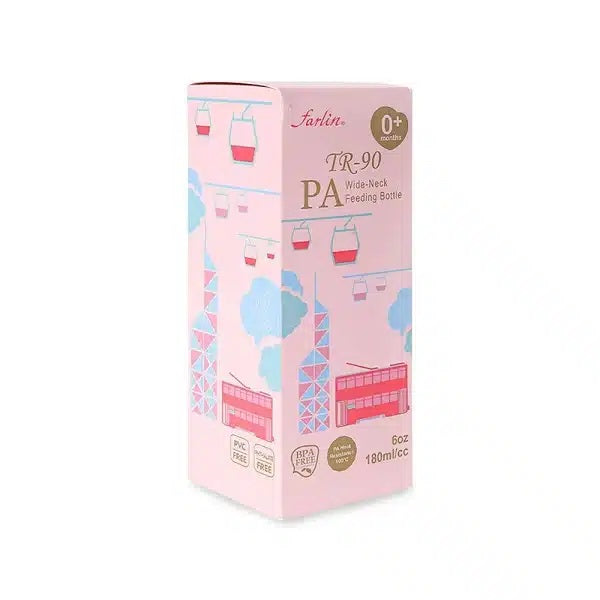Farlin PA Wide-Neck Feeding Bottle 180ml – Pink-AB-A2001-01