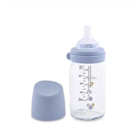 Farlin Wide-Neck Glass Feeding Bottle 160ml – Blue-AB-32009