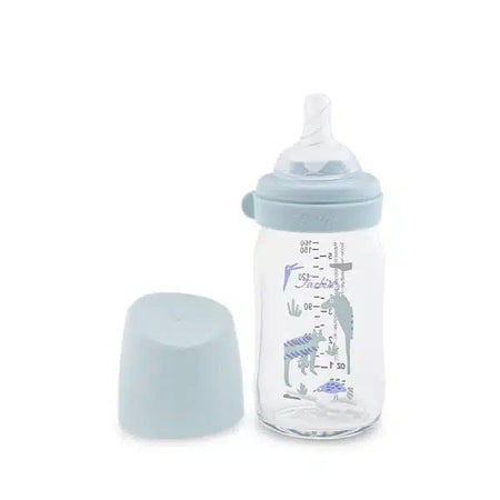 Farlin Wide-Neck Glass Feeding Bottle 160ml – Blue -AB-32011