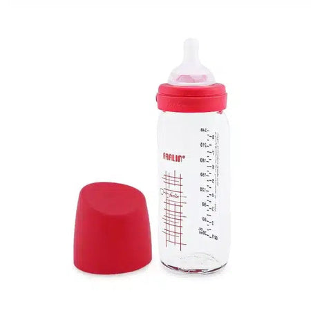 Farlin Wide-Neck Glass Feeding Bottle 240ml – Pink-AB-32014-01