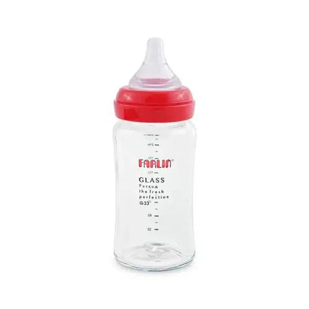 Farlin Wide-Neck Glass Feeding Bottle 240ml – Red - AB-32008
