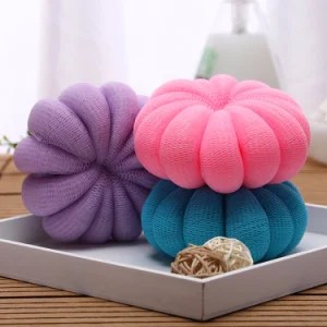 1Pc Cute Pumpkin Shaped Shower Loofahs Mesh Sponge Body Bath Scrubber main image