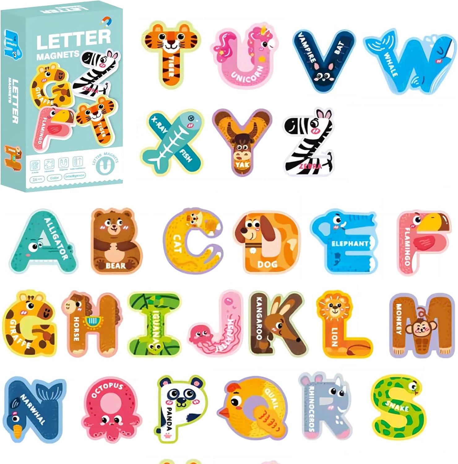 Animal Fridge Magnetic Letters A to Z – 26 Pieces