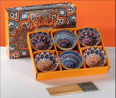 Set Of 6 Printed Ceramic Bowls - Main Image