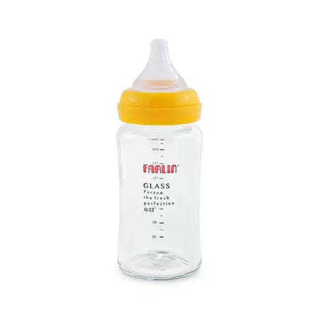 Farlin Wide-Neck Glass Feeding Bottle 240ml – Yellow - AB-32008