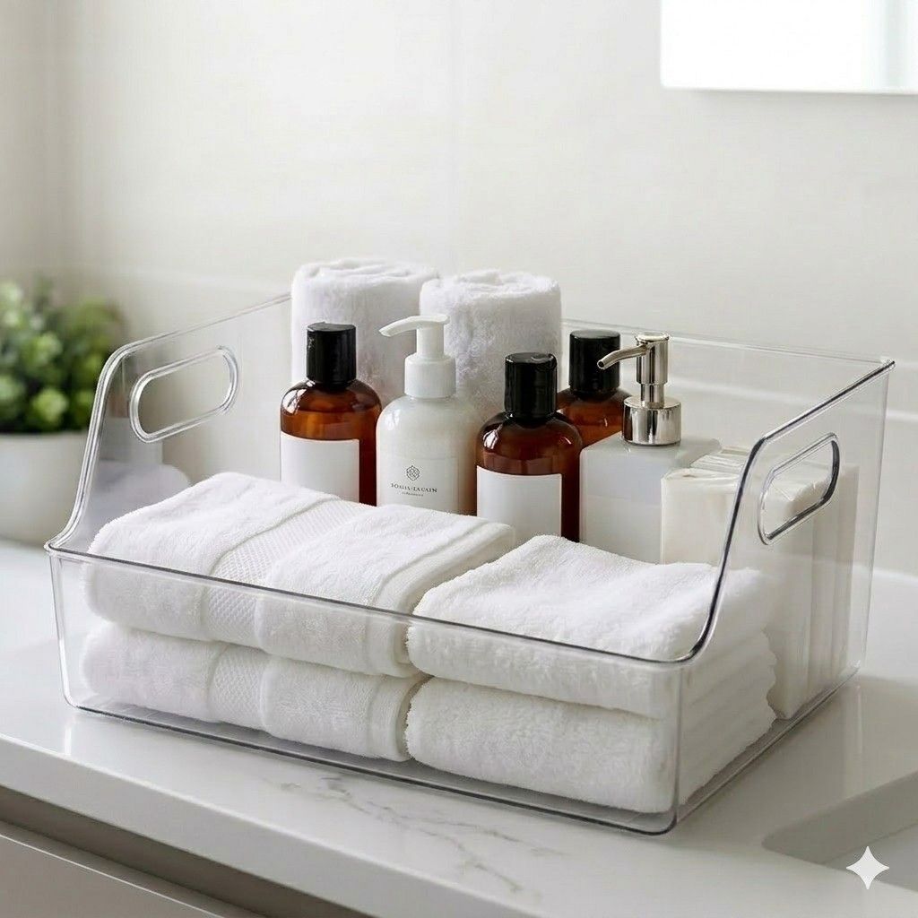 Premium Clear Multipurpose Storage Organizer Bin with Handles image 6