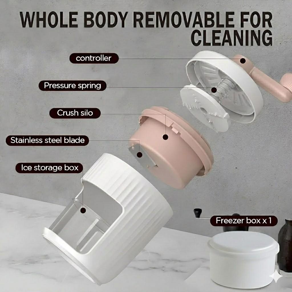 Manual Hand-Crank Ice Shaver – Portable Shaved Ice Maker with Stainless Steel Blades for Home Kitchen image 3
