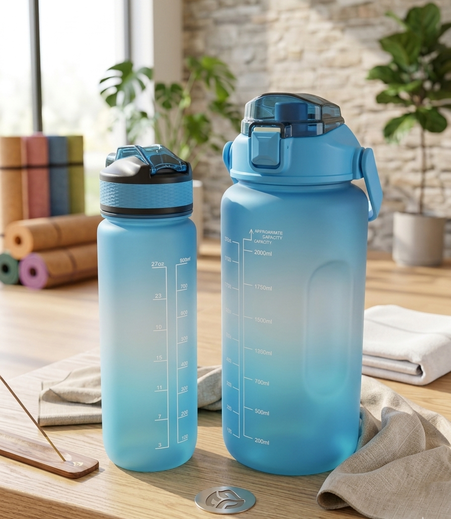 2-Piece Motivational Sports Water Bottle Set – 2000ml & 800ml image 3