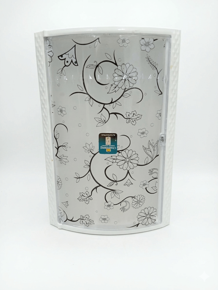 Elegant Floral Bathroom Corner Cabinet – Wall-Mounted Space-Saving Organizer image 4